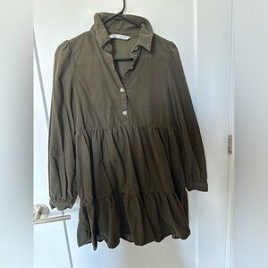 Zara corduroy green dress size xs
